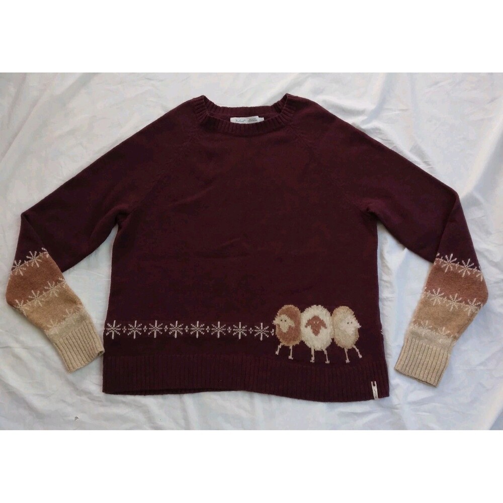 Woolrich 100% Lambs Wool Sweater Maroon Burgundy Sheep Outdoor Women's Large